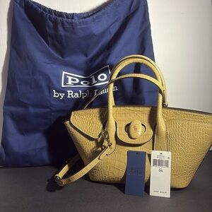 Polo Ralph Lauren Handbag Brushed Leather Croco Print Bag Shoulder Bag